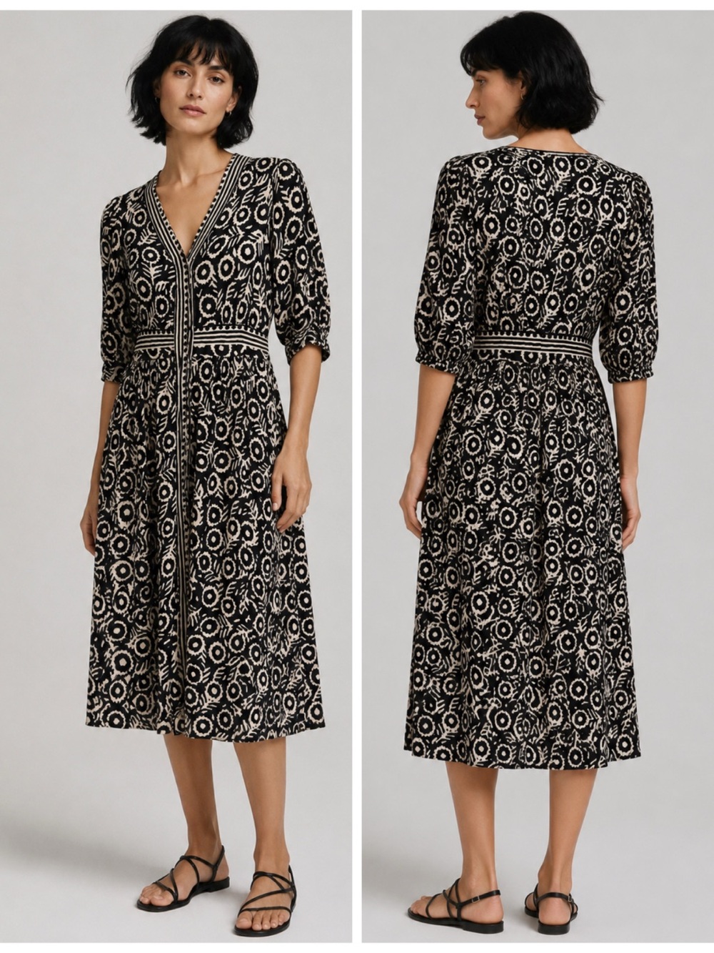Sea New York Emi Midi Dress in Black